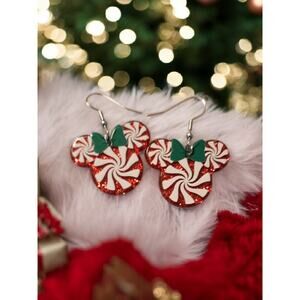 Minnie Mouse Christmas Peppermint Acrylic Earrings